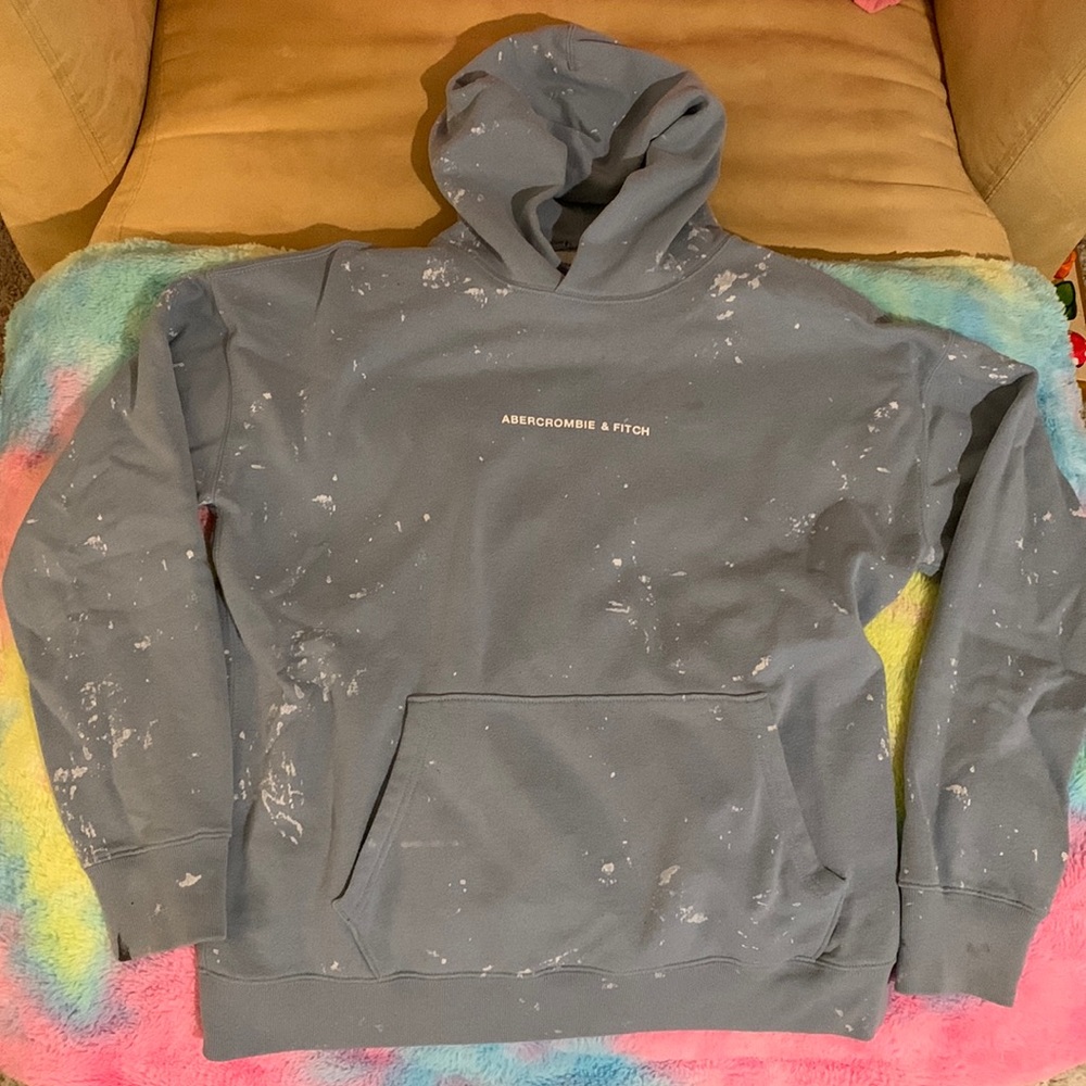 ABERCROMBIE & FITCH SOFT AF FLEECE PAINT SPLATTER HOODIE 💙